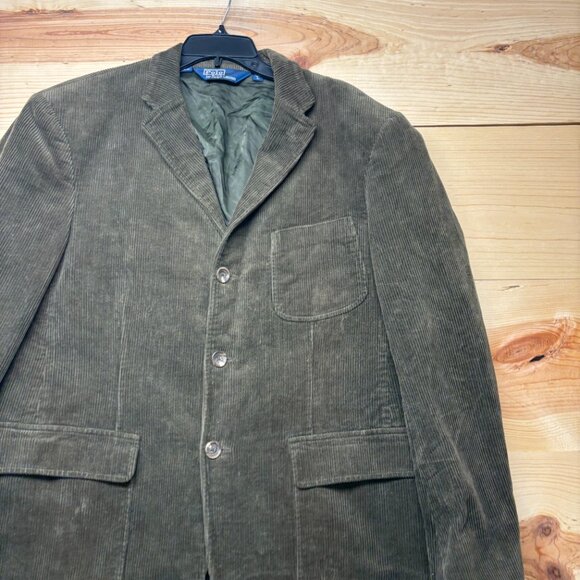Vintage Polo Ralph Lauren Blazer Mens Large Green Olive Brown Corduroy - Picture 2 of 15